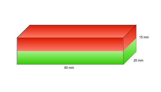 60x20x15mm铁氧体磁化方向示意图